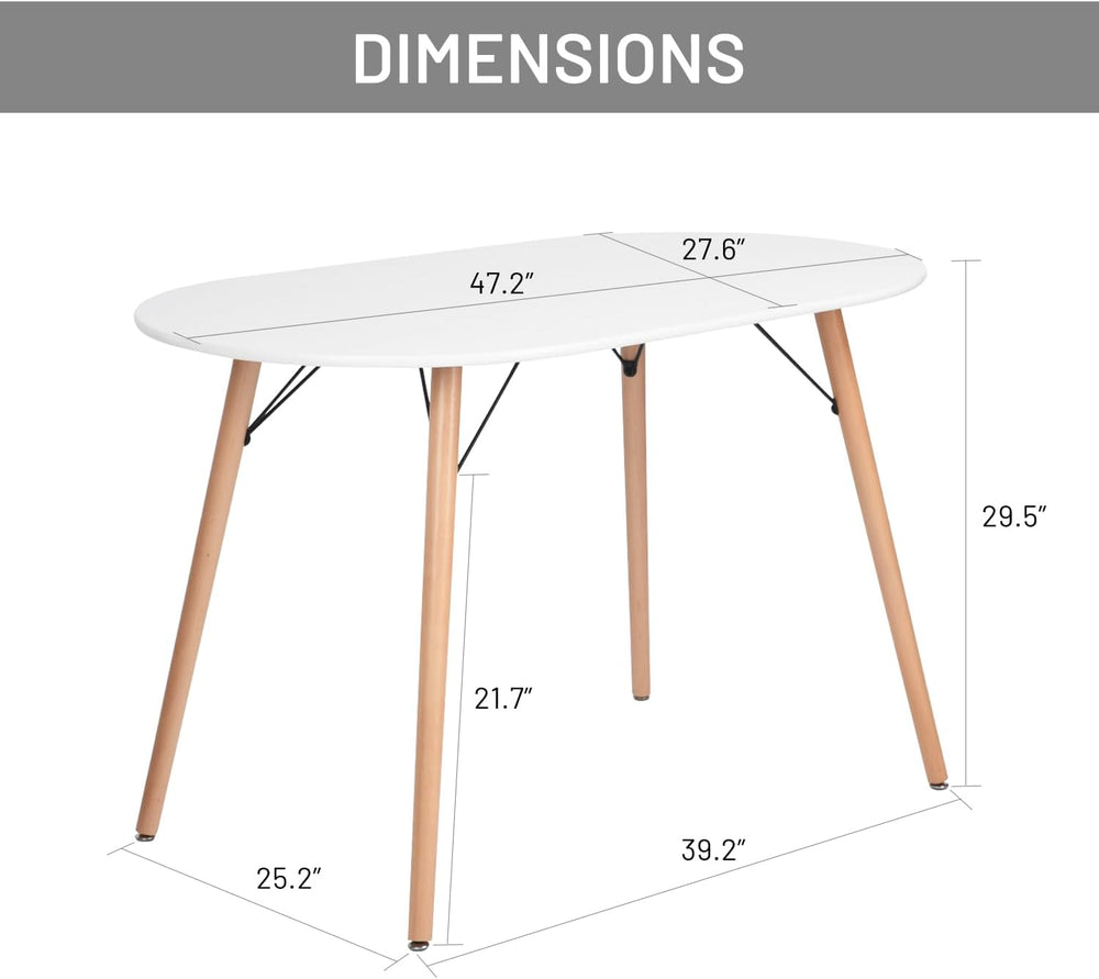 FurnitureR Dining Table Oval 47.2 Inch for 4-6 Person, Stylish Leisure Table ...