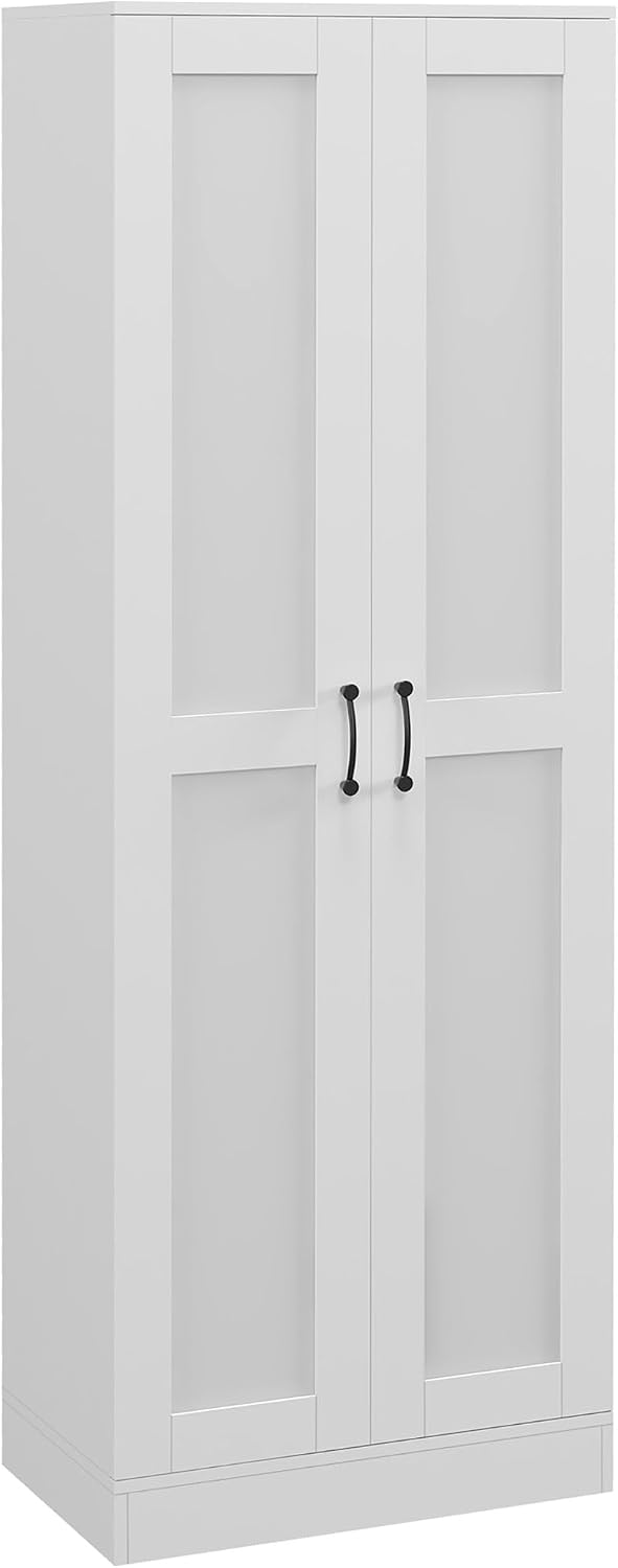 HOMCOM 69" Tall Storage Cabinet Movable Shelves Soft Close Doors White |...