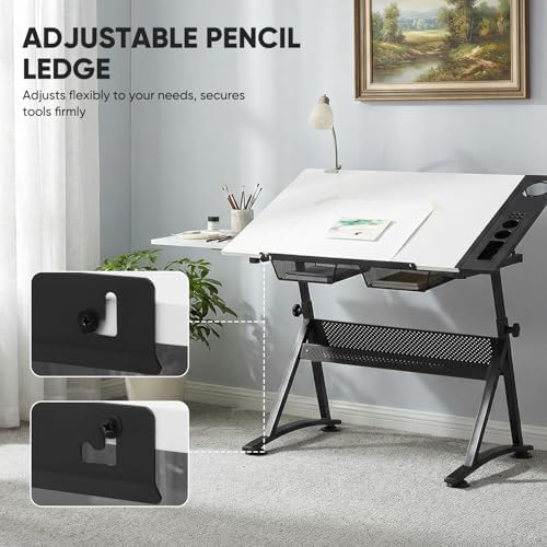 Magshion Drafting Table for Adults w/Stool, White