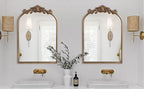 WAMIRRO Antique Mirror,Gold Traditional Vintage Ornate Baroque Arched Brass Mirrors Entryway/Fireplace/Living Room/Hallway/Bathroom 24"X36"