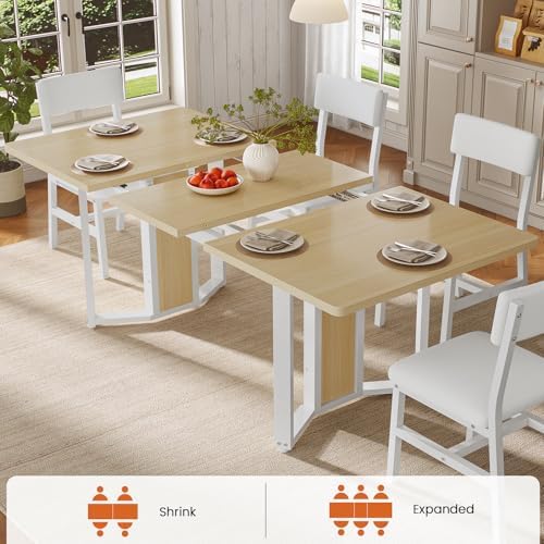 Itaar 5-Piece Dining Table Set for 4-6 People, 63" Extendable Kitchen Ta...
