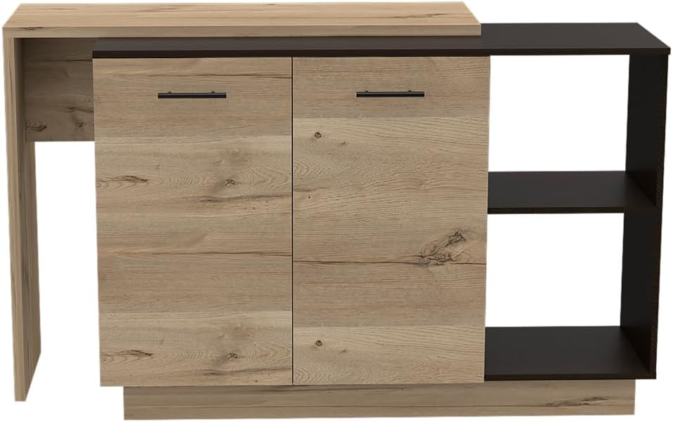 2-Shelf 1-Drawer Kitchen Island Wenge and Light Oak | Includes 5 shelves and ...