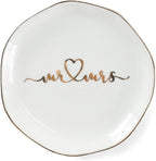 Mr.& Mrs Wedding Ring Dish-Jewelry Dish Tray-Ceramic White