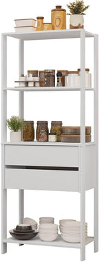 Madesa Kitchen Pantry Storage Rack 27" L with 2 Drawers and Open Shelves Multiuse Cabinet for Kitchen Organization - White