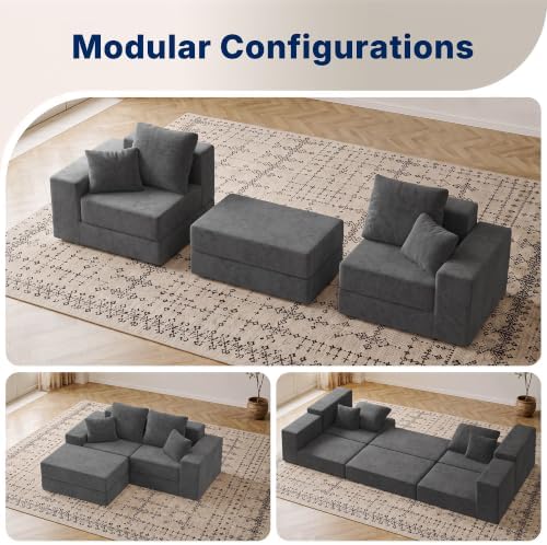 Cloud Modular Sectional Sofa, Comfy Couch for Living Room, Modern L-Shaped Co...