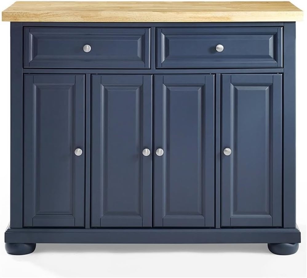 Pemberly Row Contemporary Kitchen Island Cart, Solid Wood Butcher Block Top, ...