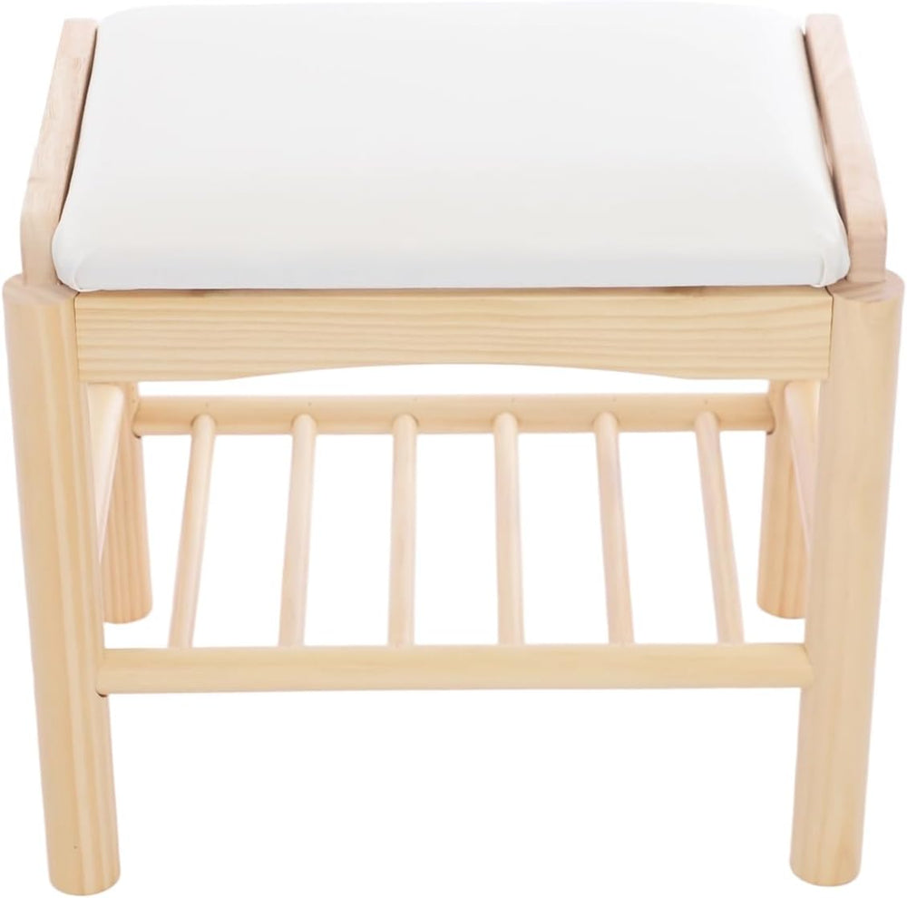 Shoe Bench with Cushion, 2-Tier Bamboo Shoe Rack Bench, Entryway Shoe Storage...