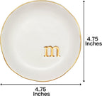 COLLECTIVE HOME - Ceramic Jewelry Tray, Decorative Trinket Dish for Rings Earrings Necklaces Bracelet Watch Keys, Birthday Mother's Day Christmas Gift for Women, 4.75", White Surface (M)