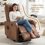 Power Lift Recliner Chair with Vibration Massage and Heat for Petite Elderly, Small Lift Chair with Side Pocket Remote Control, Infinite Position, Faux Leather Brown