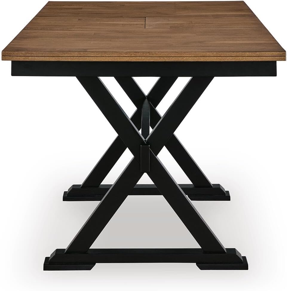 Signature Design by Ashley Farmhouse Counter Height Dining Table, Brown | Hardwood solids mango wood veneer and MDF substrate, Two-tone finish, 18 in self-storing butterfly leaf, Wildenauer Series