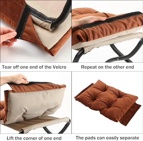 15" Upholstered Folding Foot Rest Stool with Foldable Metal Frame Brown ...