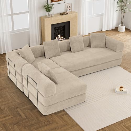 DAMAIFROM Convertible Sleeper Sofa Bed Floor Couch, Light Brown | 158" C...
