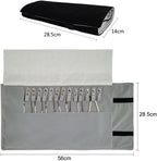 Velet Travel Jewelry Case Roll Bag Organizer for Necklace Bracelet Black Gray Velvet (Black Gray)