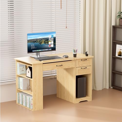Drafting Table with Storage Cabinet & Drawers, Adjustable Drawing Desk wi...