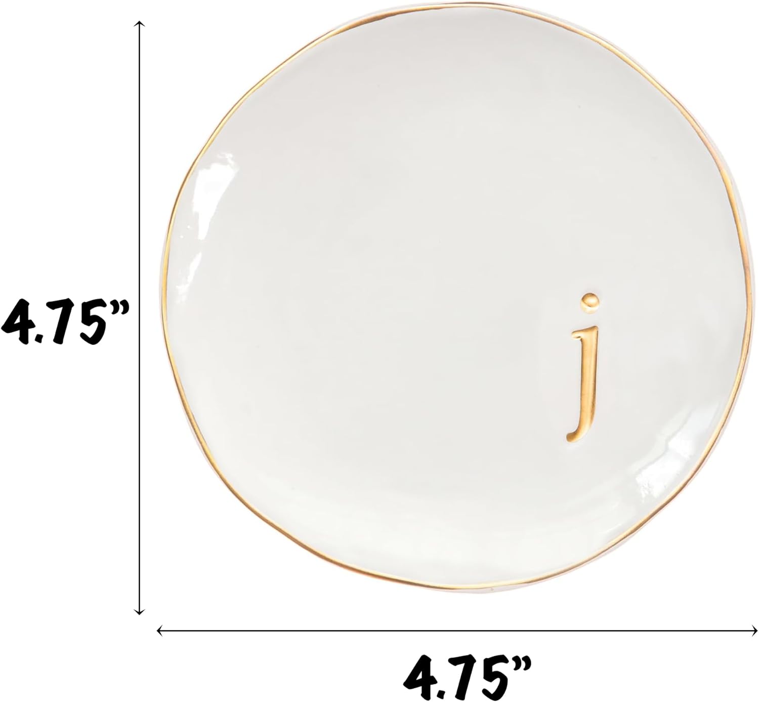 COLLECTIVE HOME - Ceramic Jewelry Tray, Decorative Trinket Dish for Rings Earrings Necklaces Bracelet Watch Keys, Birthday Mother's Day Christmas Gift for Women, 4.75", Glossy (j)