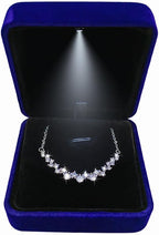 GBYAN Pendant Necklace Box with LED Light, Necklace Gift Box Velvet Jewelry Display Case for Proposal Engagement Wedding and Birthday,Blue
