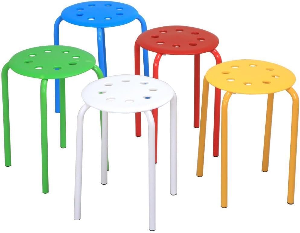 Yaheetech Stackable Stools Set of 5, Classroom Flexible Seating, Multicolor