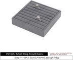Dark Blue Jewelry Display Tray Ring Necklace Earring Bangle Organizer Multifunctional Storage Case for Jewelry Showcase (Small Ring Tray(8 bars))