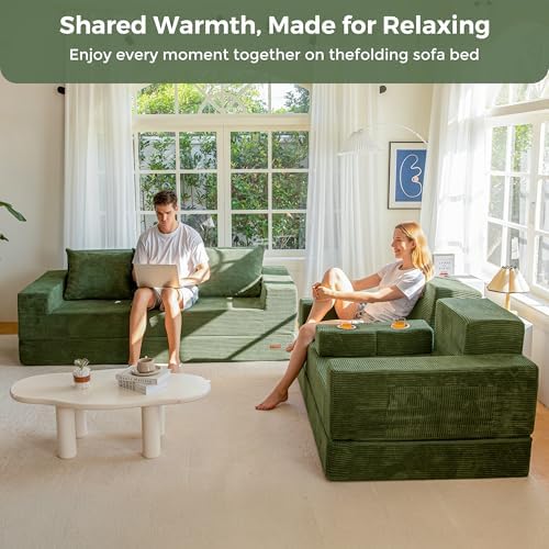 MAXYOYO Convertible Sofa Bed, 80" Oversized Loveseat Couch 4 in 1 Foldab...