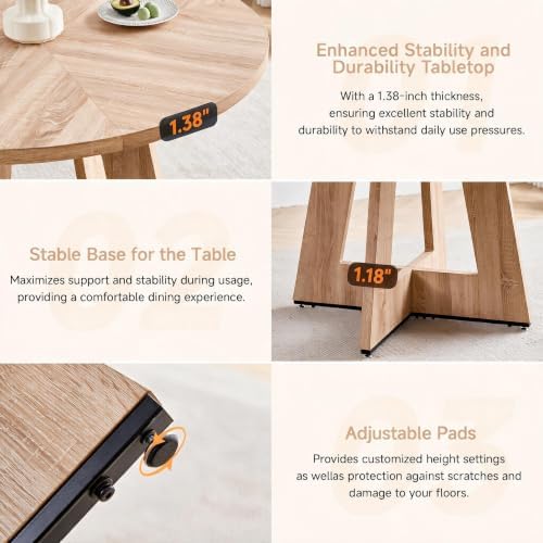 47 in Round Dining Table Set for 4, Kitchen Table and Chairs