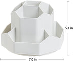 Pencil Pen Holder for Desk, 9 Slots 360 Degree Rotating Desk Organizer, Desktop Storage Pen Organizers Stationery Supplies, Cute Pencil Cup Pot for Office School Home & Art Supplies (Grey)