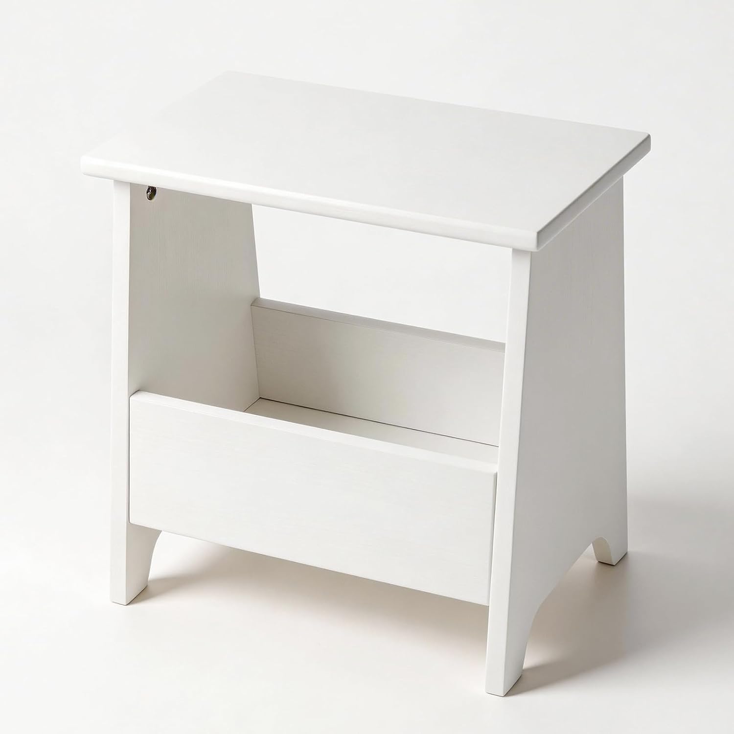 King Oasis Small Storage Stool with Flat Top, 15.7" Modern Footstool Ottoman for Living Room & Bedroom, Narrow Shoe Bench/Side Table for Entryway, Bathroom, Bedroom and Small Spaces, White