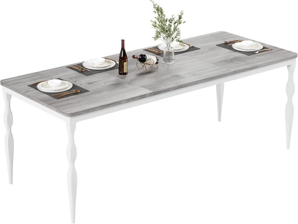 IDEALHOUSE 78 Inch Farmhouse Dining Table for 6-8 People, Rectangular Wood Ki...
