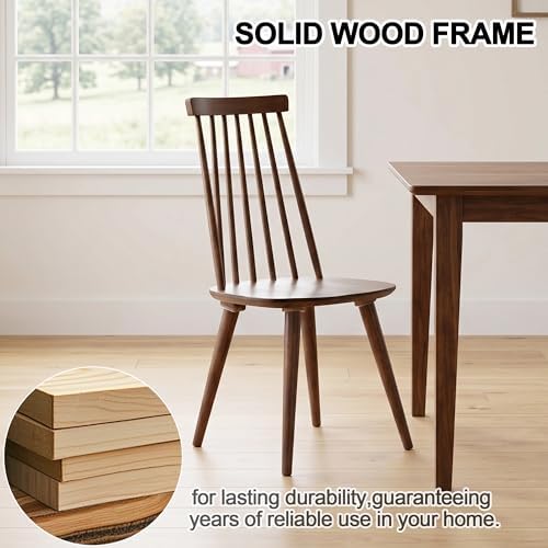 DUHOME Walnut Windsor Wooden Dining Chairs Set of 6