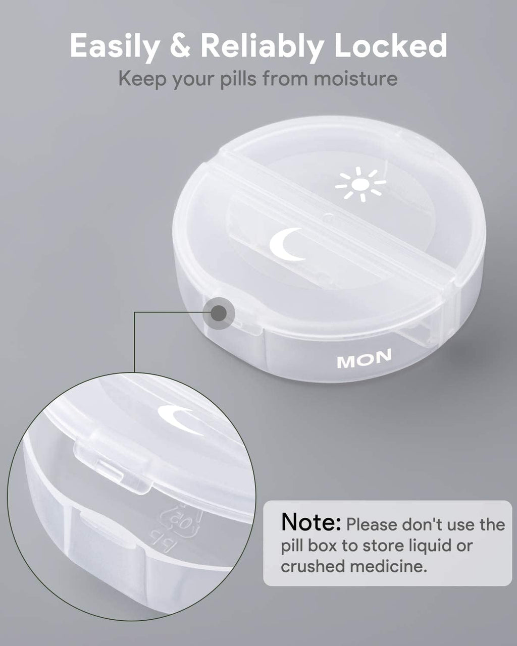TookMag Pill Organizer 2 Times a Day, Travel Medicine Pill Organizer, Weekly AM PM Pill Box, Large Capacity 7 Day Pill Cases for Vitamin/Fish Oil/Supplements (White)