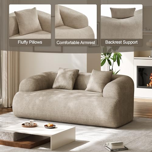 75" Cloud Loveseat, Modern Cute Curved Chenille Sofa, 2 Seater Compressi...