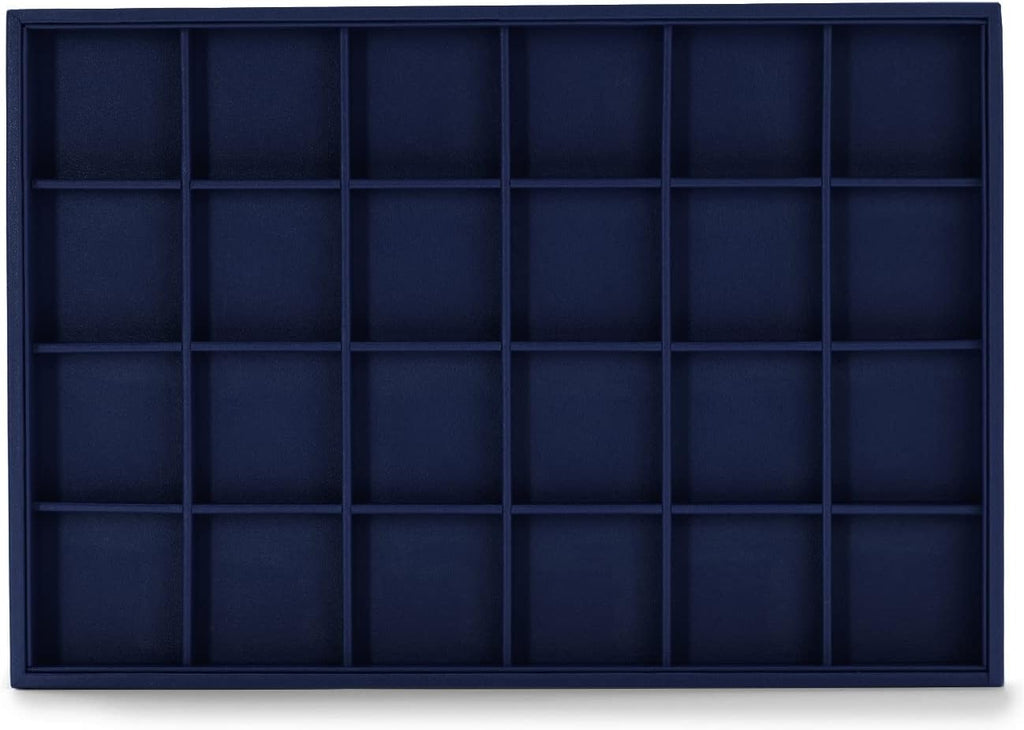Oirlv Stackable Premium Leather Jewelry Trays 24 Grid Jewelry Organizer for Drawer Rings Earrings Holder Organizer