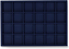 Oirlv Stackable Premium Leather Jewelry Trays 24 Grid Jewelry Organizer for Drawer Rings Earrings Holder Organizer