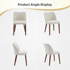 IDEALHOUSE 4 Pieces Fabric Wingback Dining Room Chairs, Comfort Thick Cushioned Kitchen Side Chairs Sturdy Wooden Legs with Anti-Slip Leveling Feet, Modern Leisure Chair for Home Indoor Use, White