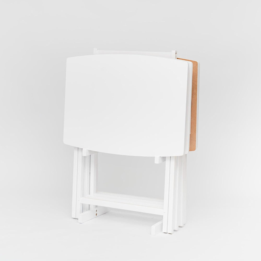 PJ Wood - 5 Pack XL TV Tray Tables - White Wood Set | Large Size, Rectangular...