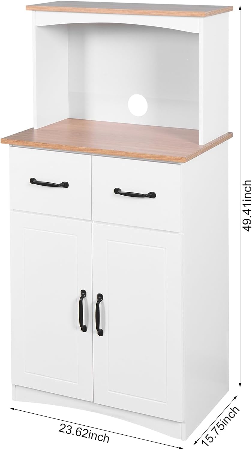 Microwave Stand with Storage, Kitchen Pantry Storage Cabinet with Drawer and ...
