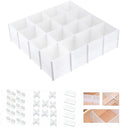 Adjustable Plastic Drawer Separators, 15 PCS Dividers + 25 Connectors, 14.96" Length x 4.33" Height, Cuttable Storage Organizer for Socks, Garments, Kitchen Tools, Bedroom & Bathroom Drawers