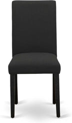 East West Furniture V627AB624-7 7 Piece Modern Dining Table Set Consist of a Rectangle Wooden Table with V-Legs and 6 Black Color Linen Fabric Parsons Dining Chairs, 40x72 Inch, Multi-Color