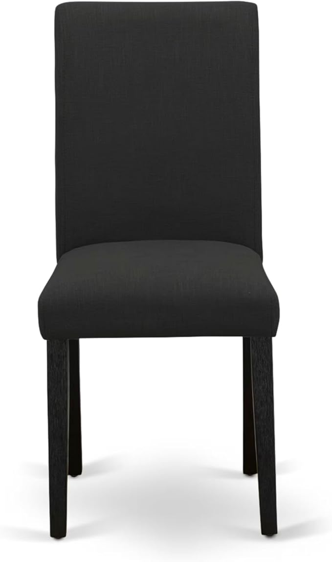 East West Furniture V677AB624-7 7 Piece Dinette Set Consist of a Rectangle Dining Room Table with V-Legs and 6 Black Color Linen Fabric Upholstered Chairs, 40x72 Inch, Multi-Color