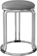 Dining Chairs, Stackable Kitchen Stools, Metal Frame Side Chair, Small Round Stool, Portable, Sturdy, for Small Spaces Home Bedroom Study(Dark Gray,Silver Chair Legs)