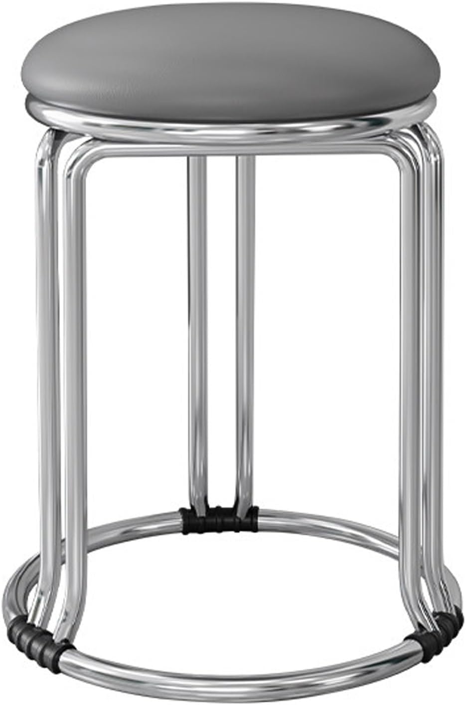 Dining Chairs, Stackable Kitchen Stools, Metal Frame Side Chair, Small Round Stool, Portable, Sturdy, for Small Spaces Home Bedroom Study(Dark Gray,Silver Chair Legs)
