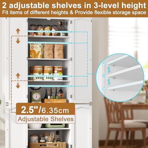 Function Home 72" Kitchen Pantry Cabinet, Freestanding Storage Cabinets,...