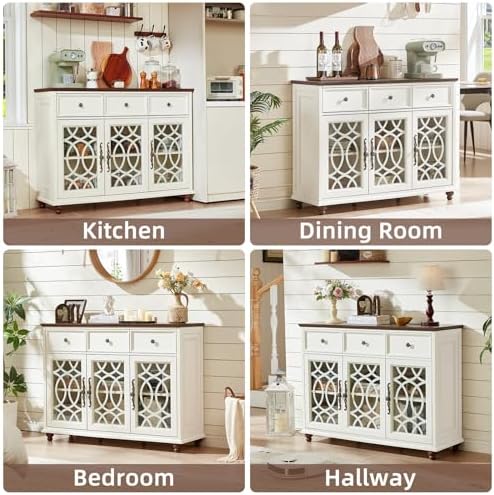 Joaxswe Farmhouse Sideboard Buffet Cabinet with Storage,48" Large Creden...