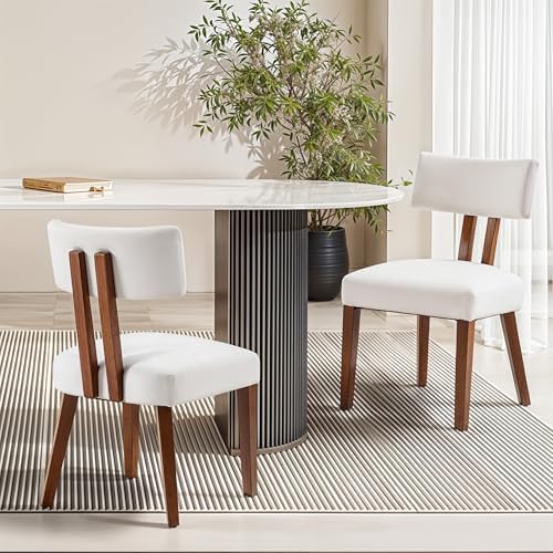 MOJAY Dining Chairs Set of 4, Mid Century Modern Kitchen Chair Linen Fabric S...