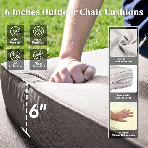 Luxury Outdoor Swivel Rocker Patio Chairs Set of 2 with 6-Inch Thick Cushions...