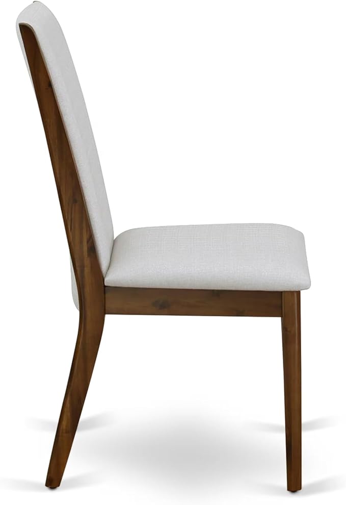 I2LA5-50N-05 - 5-Piece Mid Century Dining Set Includes A Table and 4 Grey Polyester Fabric Mid Century Dining Chairs with High Back, Antique Walnut