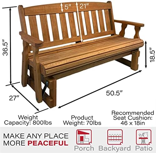 Amish Casual Heavy Duty 800 Lb Mission Pressure Treated Porch Glider (4 Foot,...