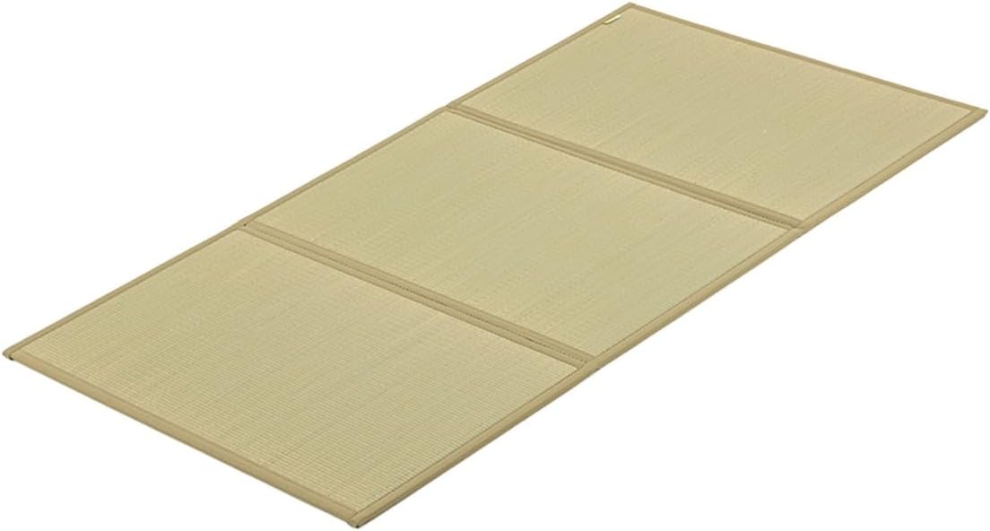 FULI Japanese Tatami Mattress, Foldable Igusa Rush Grass, Natural, Twin XL | Tatami Rug, Japanese Floor Mattress Mat, Made in Japan, 0.5 in thick, firm woven surface, tri-fold design