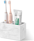 Luxspire Toothbrush Holder, Fast Drying Tooth Brush Holder for Bathroom, Diatomite Electric Tooth Brush and Toothpaste Organizer for Bathroom Kitchen Vanity Countertop, Marble White