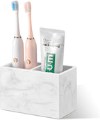 Luxspire Toothbrush Holder, Fast Drying Tooth Brush Holder for Bathroom, Diatomite Electric Tooth Brush and Toothpaste Organizer for Bathroom Kitchen Vanity Countertop, Marble White