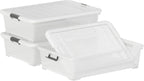 Xyskin 50 Quart Under-Bed Storage Container Organizer Bin with Latching Lids, Large Wheeled Storage Box for Garage, Closet, Clear, 3 Pack